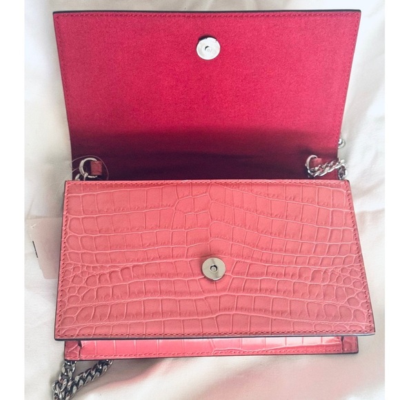 ALEXANDER MCQUEEN Calfskin Crocodile Embossed Skull Mini Crossbody Bag WOC NEW - Picture 9 of 16